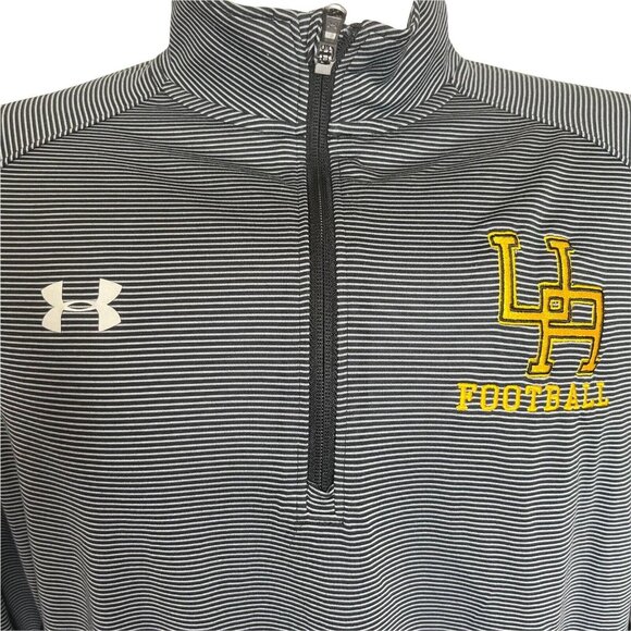 Under Armour Football Pull Over Shirt Mens XL Black 1/4 Zip Striped Loose Fit - Picture 6 of 10